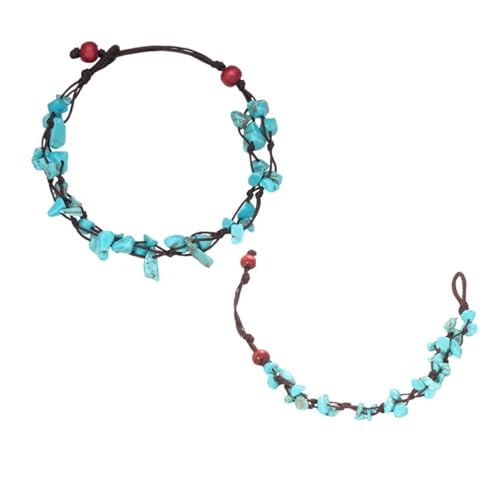 Beaupretty Modisches Geflochtenes Fußkettchen mit Steinanhänger Verstellbar Langlebig Boho Stil für Damen und Teenager als Fußschmuck und Strandaccessoire von Beaupretty