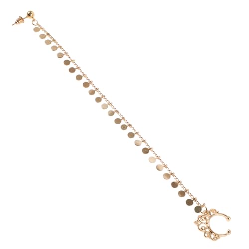 Beaupretty Nasenring zu Ohrring Ohrschmuck Piercing freie Goldene Quasten Ohrklemme Langlebig Hautfreundlich Modisch für Frauen Mädchen bei Festivals Party Bühne Hochzeit von Beaupretty