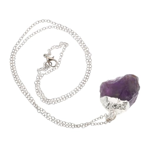 Beaupretty Natürliche Amethyst Halskette mit Unregelmäßigem Anhänger Feines Handgefertigtes Schmuckstück Einzigartiges Heilstein design Silberfarbene Kette für Damen Modisches Accessoire für von Beaupretty