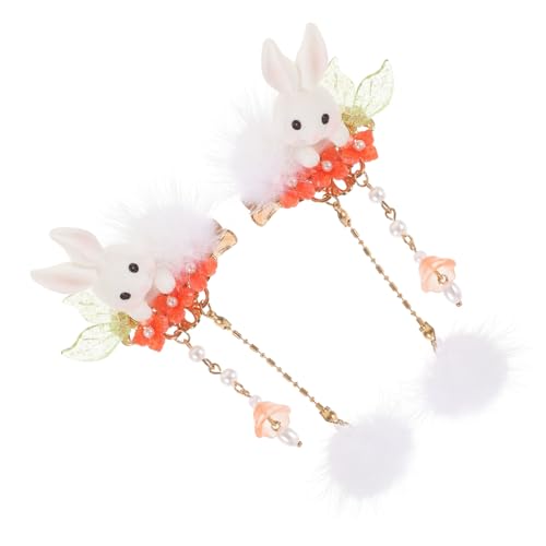 Beaupretty Niedliche Bunny Haarnadeln mit Pompon und Tassel Süßer Haarschmuck für Mädchen Langlebige Metallclips Bequem und Sicher für Festliche Anlässe Wie Ostern von Beaupretty