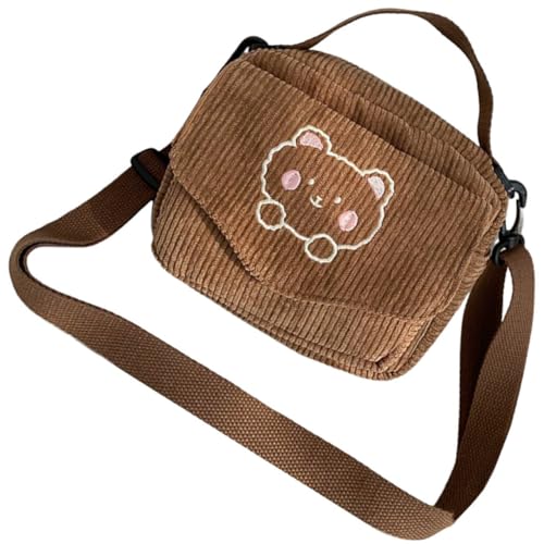 Beaupretty Niedliche Gestickte Umhängetasche Damen Weiche Single Shoulder Messenger Bag Modische Crossbody Handtasche für Alltag Party Shopping Geschenk für Frauen Braun von Beaupretty