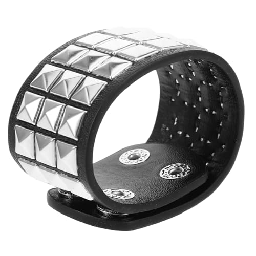 Beaupretty Lederarmband Herren Punk Nietenarmband Vintage Armband für Männer Verstellbar PU mit Nieten Stilvolles Handgelenkaccessoire für Verschiedene Anlässe von Beaupretty