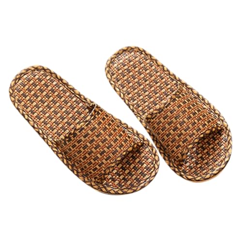 Beaupretty Nordische Rattanstroh Hausschuhe für Herren und Damen Leichte Atmungsaktive Indoor Slipper mit Offener Webstruktur Rutschfest und Komfortabel für Sommer und Hausgebrauch von Beaupretty