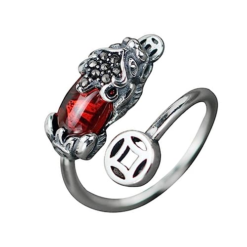 Beaupretty Kreativer Offener Ring Aus Roter Edelstein Für Damen Kupfermünzenring Modischer Nagelring Glücksring Fingerschmuck Für Partys Und Alltagsanlässe von Beaupretty