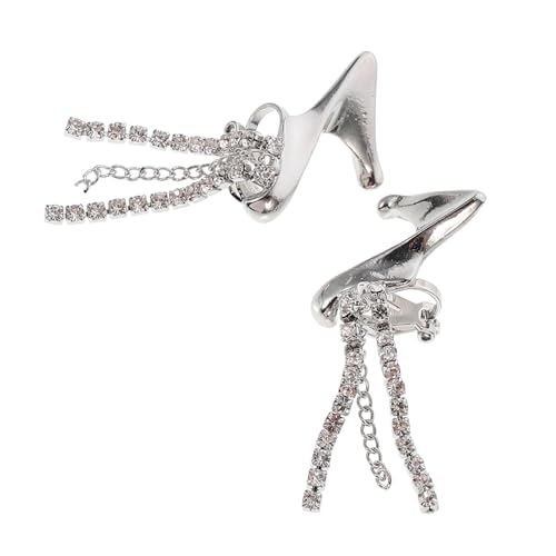 Beaupretty Ohrclips Damen Ohrklemmen Ohrknochen Schmuck mit Funkelnden Strass Quasten Ohrschmuck für Piercings Ohrdekoration für Frauen Komfortabel und Sicher zu Tragen von Beaupretty