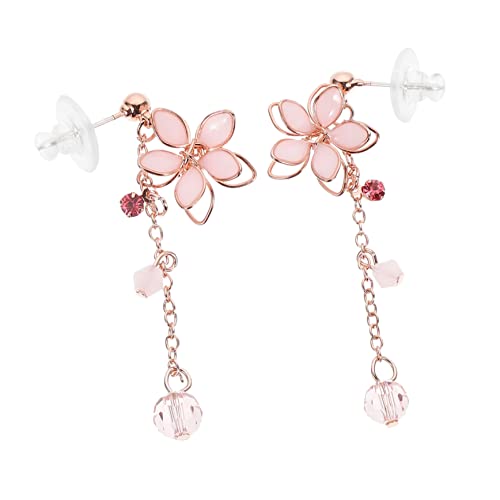 Beaupretty Ohrringe Kirschblüten Tropfenöl Ohrringe Silber Pins Resin Damen Rosa Stilvolle und Kreative Schmuckstücke für Besondere Anlässe von Beaupretty