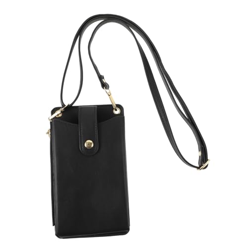 Beaupretty PU Handytasche Damen Crossbody Kleine Umhängetasche mit Kartenfächern Multifunktionale Smartphone Tasche für Reisen Alltag Shopping Schwarz von Beaupretty