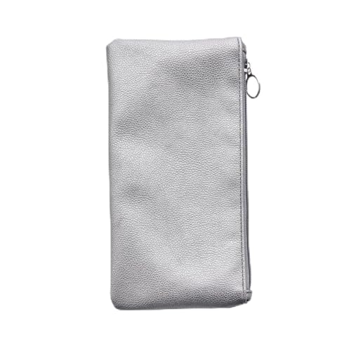 Beaupretty PU Leder Kosmetiktasche Silber mit Reißverschluss Leichte Multifunktionale Schminktasche für Reisen Alltag Handliche Make Up Tasche Kompakter Kulturbeutel für Damen von Beaupretty