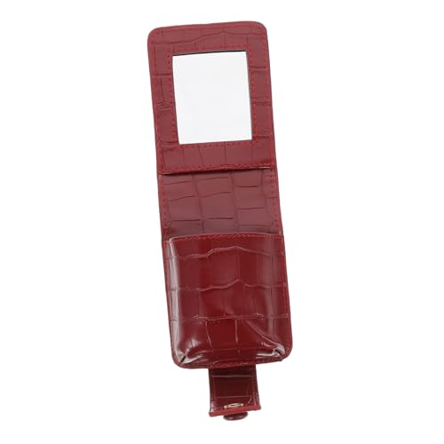 Beaupretty PU Lippenstift Tasche mit Spiegel Modische Mini Kosmetiktasche aus Pu Leder Kompakter Lippenstift Organizer Tragbare Make up Tasche für Unterwegs Rot Multifunktional für Karten von Beaupretty