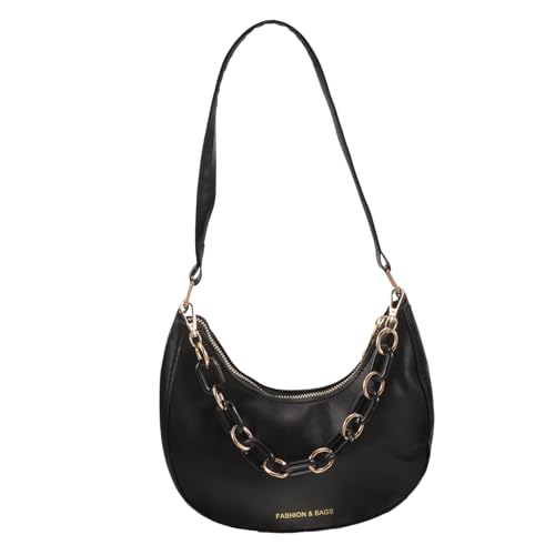 Beaupretty PU Schultertasche Damen Crossbody Bag Retro Chic Kette Umhängetasche Alltag Vintage Stil Schwarz Modische Leichte Handtasche für Frauen Geschenkidee von Beaupretty