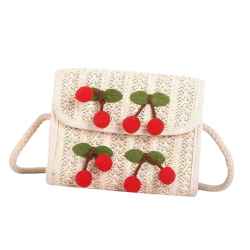 Beaupretty PU Schultertasche Damen Crossbody Bag mit Kirschen Motiv Kleine Umhängetasche und Clutch in Rosa Modische Beuteltasche für Alltag Reisen und Shopping von Beaupretty