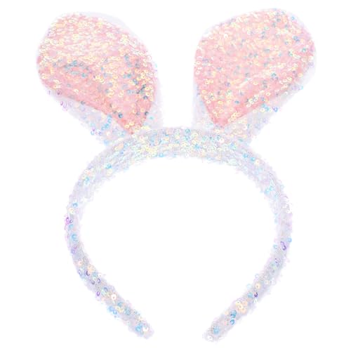 Beaupretty Pailletten-Hasenohren-Stirnband Glitzerndes Hasen-Stirnband Niedliches Ohr-Kaninchen-Haarband für Kinder Und Erwachsene Osterparty-Dekoration Ostern Geburtstag Gastgeschenke von Beaupretty