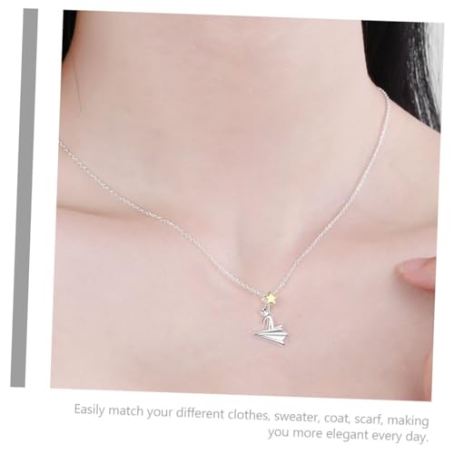 Beaupretty Paper Airplane Anhänger Halskette Damen Zierliche Papierflieger Kette mit Sternmotiv Leichte Sterling Schmuck Verstellbare Clavicle Chain für Alltag und Besondere Anlässe von Beaupretty