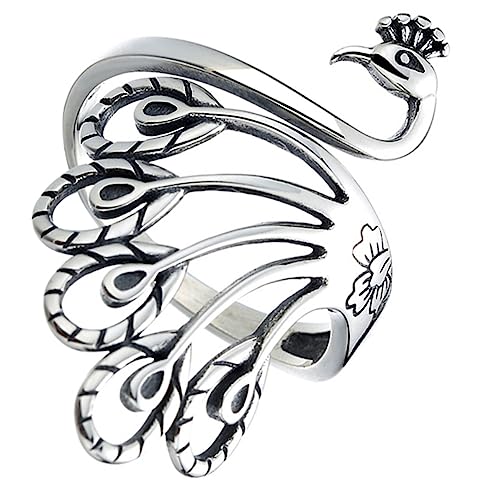 Beaupretty Peacock Ring Damen Verstellbarer Finger Ring Vintage Schmuck mit Pfauendesign Weihnachten Valentinstag Geburtstagsgeschenke Eleganter Strickring für Kreative von Beaupretty