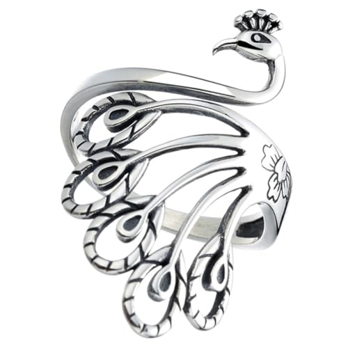 Beaupretty Pfauenring Offener Ring Verstellbarer Damenring Kupfer Ethno Stil Schmuck für Frauen Vintage Finger Schmuck für Strickprojekte von Beaupretty