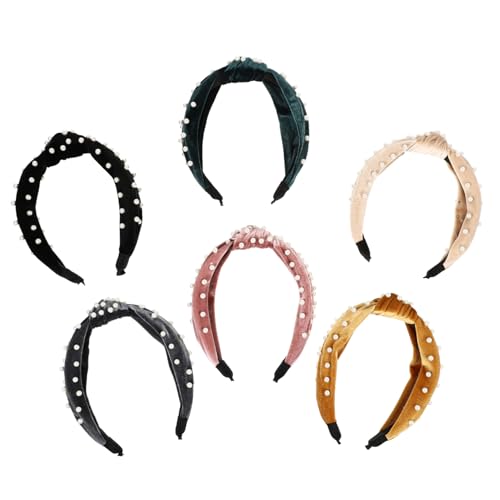 Beaupretty 6 Stk Perlgeknotetes Stirnband Frauen Haarband Modisches Plüsch-stirnband Frauen Stirnband Plüschknoten-kopfschmuck Geknotetes Haarband Schal Europäisch Und Amerikanisch Perle E6 von Beaupretty