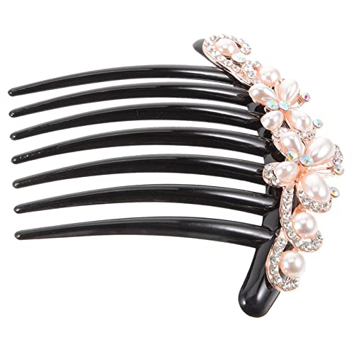 Beaupretty Perlen Haarkamm mit Strasssteinen Zinkiger Einsteckkamm für Damen Dekorativer Hochzeitsschmuck Fester durch Kammzähne Eleganter Haarschmuck für Braut und Festliche Anlässe von Beaupretty