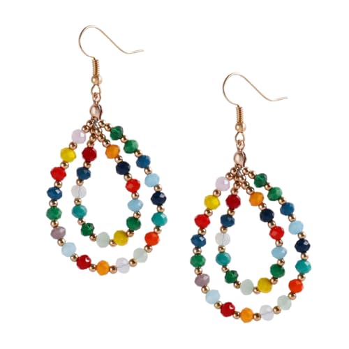 Beaupretty Perlen Ohrringe Doppelringe Beaded Dangle Ohrschmuck Damen Trendige Leichte Creolen für Strand Party Geburtstag Hochzeit Geschenk von Beaupretty