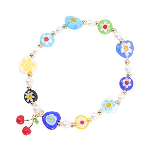 Beaupretty Perlenarmband Damen Beaded Bracelet mit Farbigen Perlen und Perlen Einstellbares Armband für Frauen Modisches Accessoire mit Kirschfrucht Design Passend für Jeden Anlass von Beaupretty