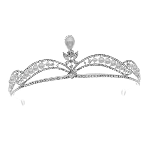 Beaupretty Perlenkrone Braut Haarschmuck mit Strass Leichter Damen Tiara für Hochzeit Verlobung und Party Elegant Gestaltetes Schmuckstück für Frauen und Mädchen Langlebig und Modisch von Beaupretty