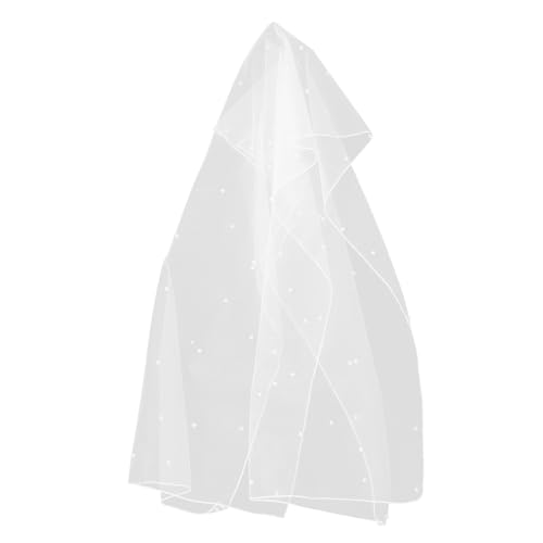 Beaupretty Brautschleier Für Hochzeit Weißer Schleier Mit Kunstperlen Transparent Atmungsaktiv Brautkleid-accessoires Brautaccessoire von Beaupretty
