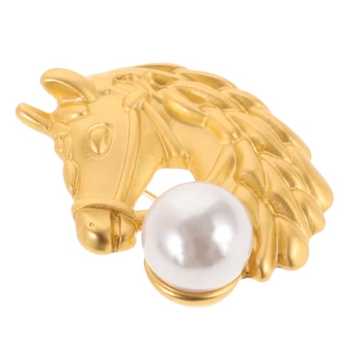 Beaupretty Pferdekopf Brosche mit Perlen Vintage Tier Anstecknadel für Kleidung Revers Schal Eleganter Schmuck für Damen und Herren zu Besonderen Anlässen von Beaupretty