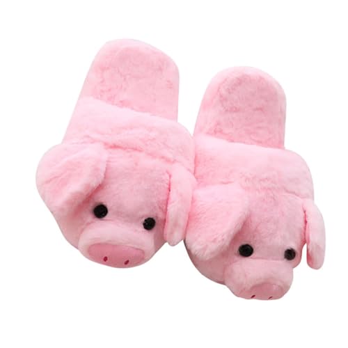 Beaupretty Plüsch Hausschuhe Damen Schwein Motiv Rutschfest Warm Gefüttert Kuschelig Bequem Komfortable Bodenpantoffeln Einheitsgröße Winter Slippers von Beaupretty