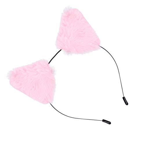 Beaupretty Plüsch Katzenohr Stirnband Lange Pelz Ohren Stirnband Süß Schöne Party Cosplay Kostüm Haarband Kopfschmuck Rosa von Beaupretty