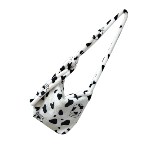 Beaupretty Plüsch Kuhmuster Umhängetasche Damen Cartoon Schultertasche Niedliche Single Tote Bag für Alltag Reisen von Beaupretty