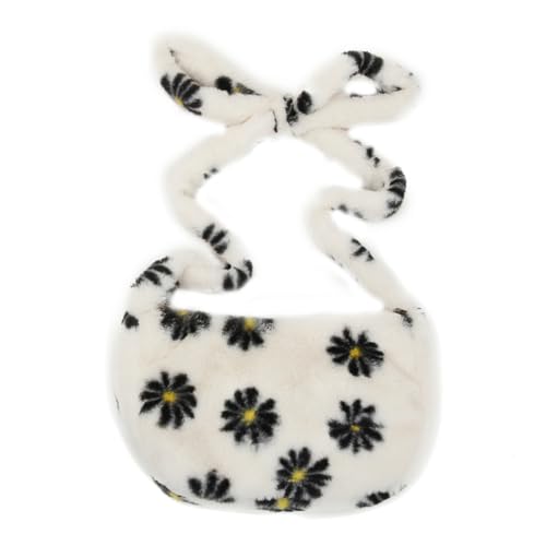 Beaupretty Plüsch Schultertasche Damen Crossbody Bag mit Blumenmuster Weiche Umhängetasche Kompakte Messenger Bag für Alltag Shopping und Freizeit Beige Vielseitig und Leicht zu Tragen von Beaupretty