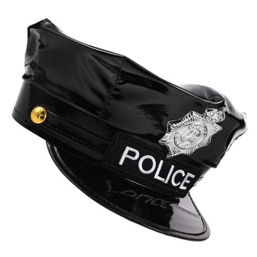 Beaupretty Polizeihut für Erwachsene Schwarzer Cosplay Hut mit Octagonalem Design für Halloween Karneval Rollenspiele Kostümpartys Vielseitiges Zubehör von Beaupretty