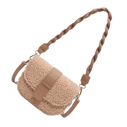 Beaupretty Polyester und Plüsch Damen Schultertasche mit Vielseitigem Stauraum Modische Umhängetasche für Alltag Shopping und Partys Langlebig und Kompakt in Khaki von Beaupretty