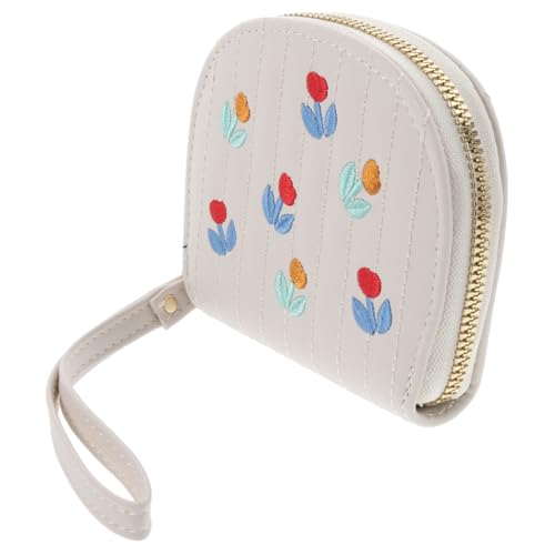 Beaupretty Praktische Damen Münzgeldbörse aus PU mit Stickerei Kleines Portemonnaie mit Mehreren Fächern Leichtes und Langlebiges Etui für Karten und Münzen für Schüler Lehrer und von Beaupretty