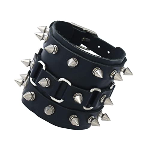Beaupretty Punk Armband für Männer Rindsleder mit Nieten Cooles Handgelenk Accessoire im Punk Stil Langlebiges Armband für Halloween und Freizeit von Beaupretty