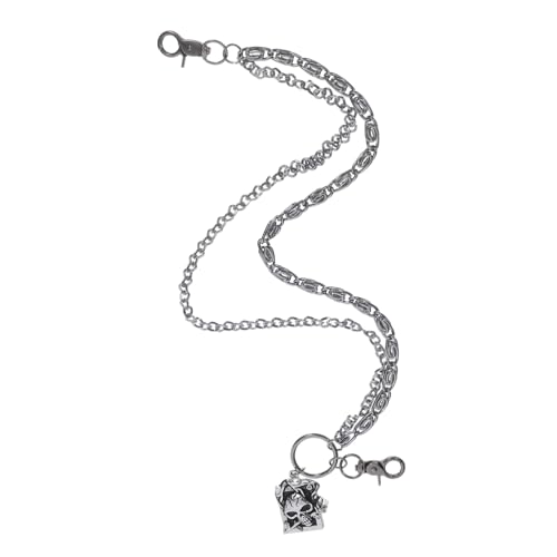 Beaupretty Punk Hosenkette Vintage Stil Doppelreihige Metall Totenkopf Hosenkette Unisex Jeans Seitenkette für Männer Frauen Hip Hop Halloween Gothic Accessoire von Beaupretty