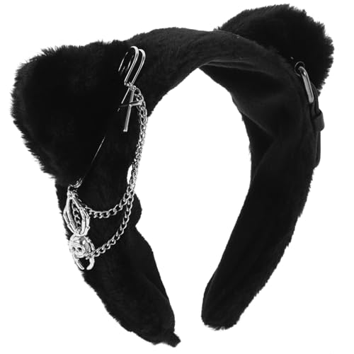 Beaupretty Punk Katzenohren Haarreif mit Ketten Accessoires für Cosplay und Partys Verstellbar Bequem für Halloween und Themenveranstaltungen von Beaupretty