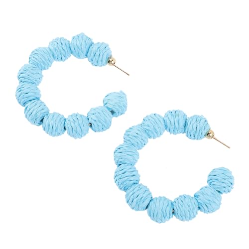 Beaupretty Rattan Ohrringe Damen Sommer Raffia Kugel Gewebt Boho Ohrschmuck Leicht Hautfreundlich Strand Party Schmuck von Beaupretty