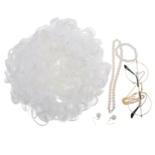 Beaupretty Realistische Perücke Set mit Brille Verstellbar für Damen Weiches Material für Halloween Cosplay und Themenpartys Großmutter Kostüm Zubehör für Rollenspiele von Beaupretty