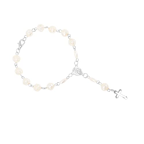 Beaupretty Kreuz Armband Mit Perlen Und Kruzifix Anhänger Aus Harz Und Kunststoff Für Herren Und Damen Passend Für Handgelenkgrößen von Beaupretty