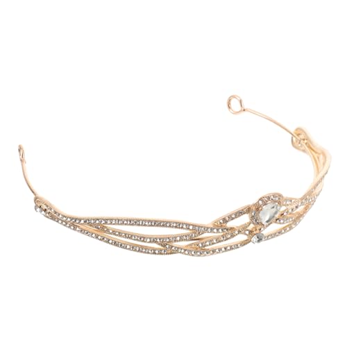 Beaupretty Retro Barock Krone Haarschmuck Gold mit Weißem Strass Brautschmuck für Hochzeit Dinner Party und Halloween Festlicher Kopfschmuck für Damen und Mädchen von Beaupretty