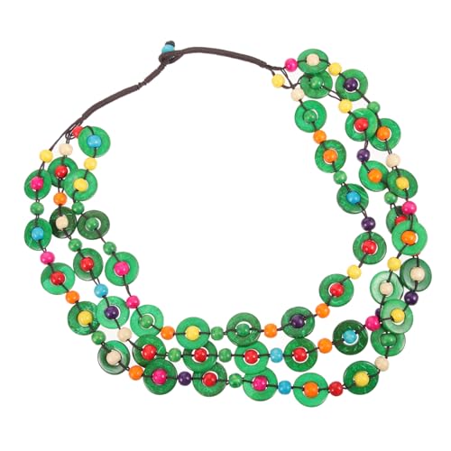 Beaupretty Retro Bohemia Halskette mit Handgefertigten Kokosnussschalen und Holzperlen Stilvolle für Strand und Alltag Muster von Beaupretty