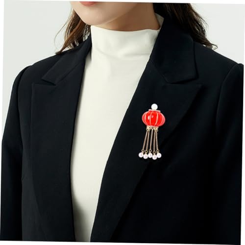 Beaupretty Retro Chinesische Laternenbrosche für Damen Schmuck Brosche Legierung mit Perlen und Quasten Festliches Modeaccessoire für Kleidung Hochzeit und Besondere Anlässe von Beaupretty