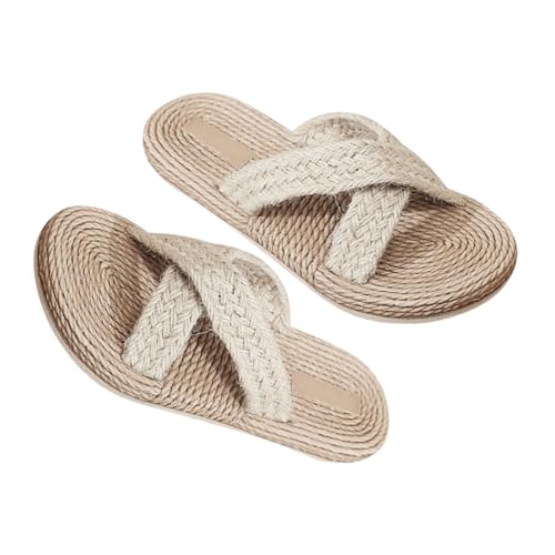 Beaupretty Retro Japanische Hausschuhe aus Gewebtem Hanfseil Rutschfeste Indoor Slipper mit Peep Toe Design Atmungsaktiv und Leicht für Sommerliche Hausschuhe im Haushalt von Beaupretty