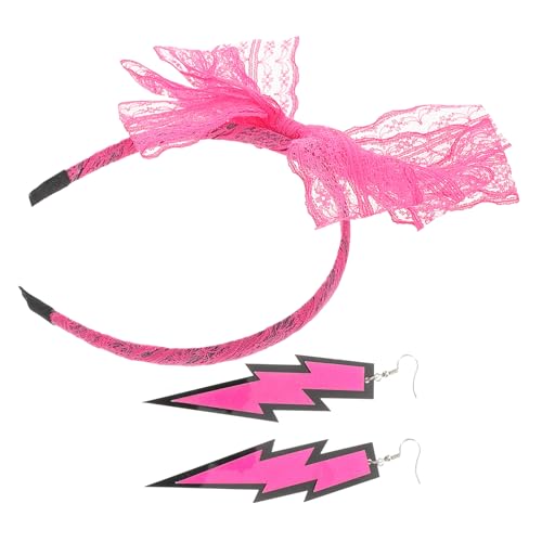 Beaupretty Neon-stirnband Mit Spitzenschleife Und Modischen -ohrhängern Set Für Partys Mit Neonthema Leicht Und Tragbar Für Damen von Beaupretty