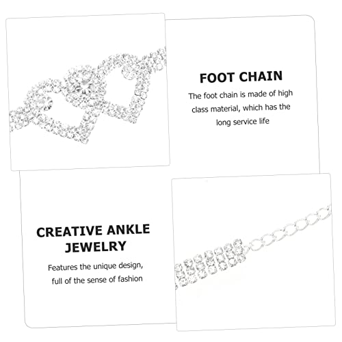Beaupretty Rhinestone Fußkettchen mit Herz Anhänger Verstellbare Schmuckkette Hautfreundlich Glitzerndes Strand Accessoire für Damen Eleganter Knöchel Schmuck Silberfarbene Dekoration von Beaupretty