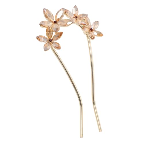 Beaupretty Rhinestone Haarnadel U Form Stabile Braut Haarspange für Hochsteckfrisuren und Dutt Funkelnder Haarschmuck Damen Teen Mädchen Metallisch mit Champagnerfarbener Kristallverzierung von Beaupretty