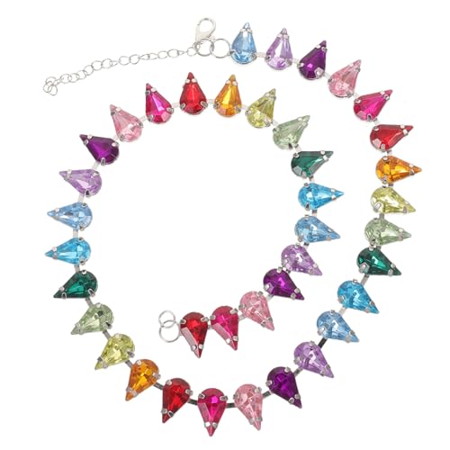 Beaupretty Rhinestone Halskette Damen Vintage Stil Bunte Strass Schmuck Kette für Frauen und Teenager Stabile Modische Clavicle Chain Vielseitig Kombinierbar Eleganter Halsschmuck von Beaupretty