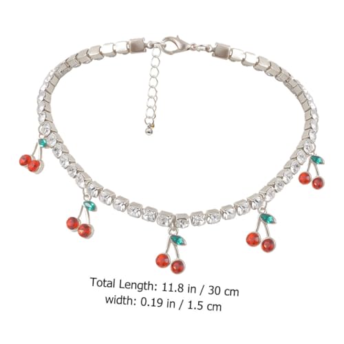Beaupretty Rhinestone Halskette mit Geometrischem Kleinen Kirschanhänger Stilvolle Weiße Kette Damen Schmuck Vielseitig Tragbare Modeschmuck Halskette für Alltag und Festliche Anlässe von Beaupretty