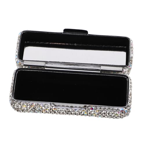 Beaupretty Rhinestone Lippenstift Etui mit Spiegel Bling Kosmetik Organizer für Reisen Tragbarer Lippenstifthalter mit Funkelnder Strassverzierung Kompakte Lipgloss Aufbewahrungsbox für von Beaupretty