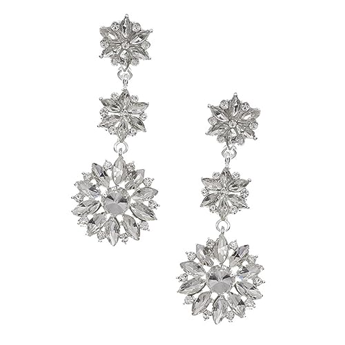 Beaupretty Rhinestone Sonnenblumen Ohrstecker Damen Modischer Schmuck Leicht Langlebig Einzigartiges Design Silberfarbene Ohrhänger für Alltag Party Banquet von Beaupretty
